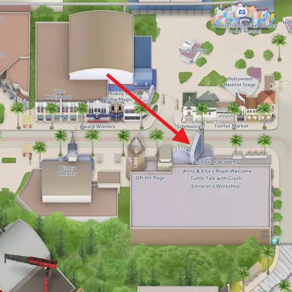 Location of the Animation Academy For Neurodivergent Disneyland Visitors.