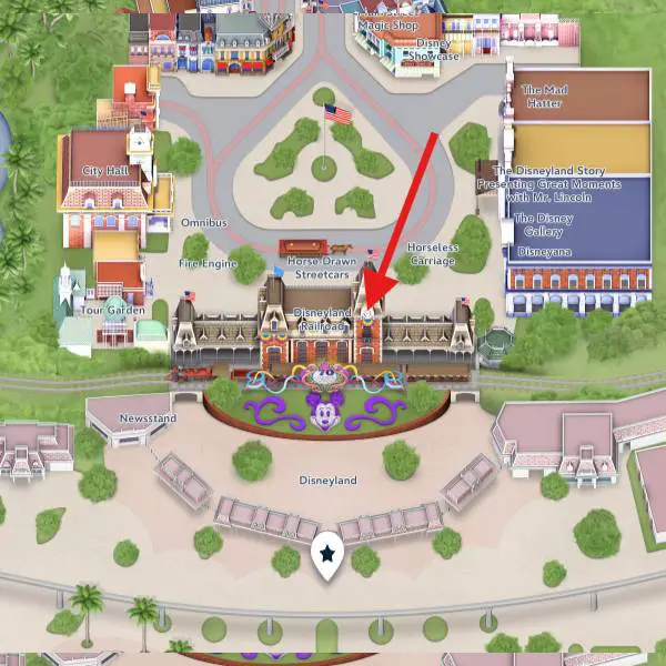 Location of Main Street Disneyland Railroad Station For Neurodivergent Disneyland Visitors.