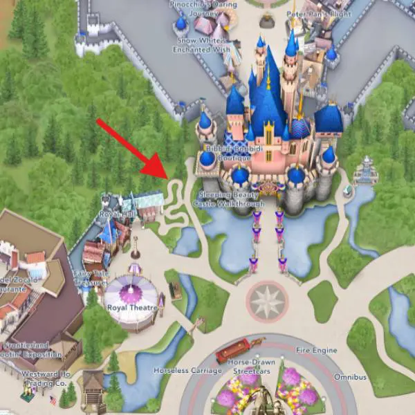 Location of Fantasyland to Frontierland Crossway For Neurodivergent Disneyland Visitors.