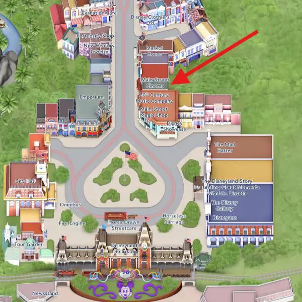 Location of Main Street Cinema For Neurodivergent Disneyland Visitors.