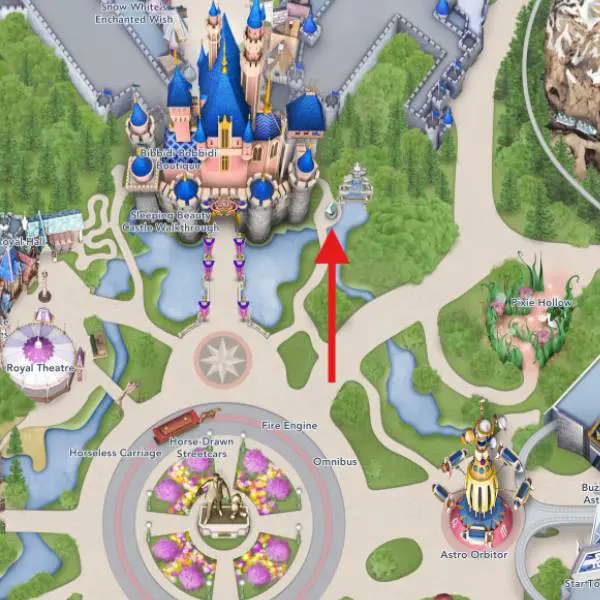 Location of Snow White's Wishing Well and Grotto For Neurodivergent Disneyland Visitors.