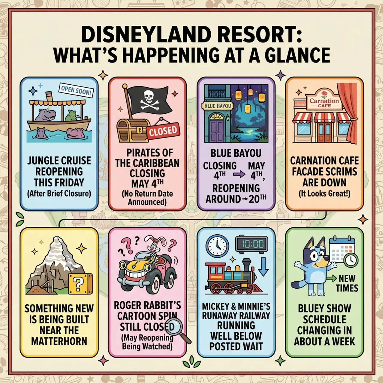 Disneyland Park Update April 22, 2026 infographic
