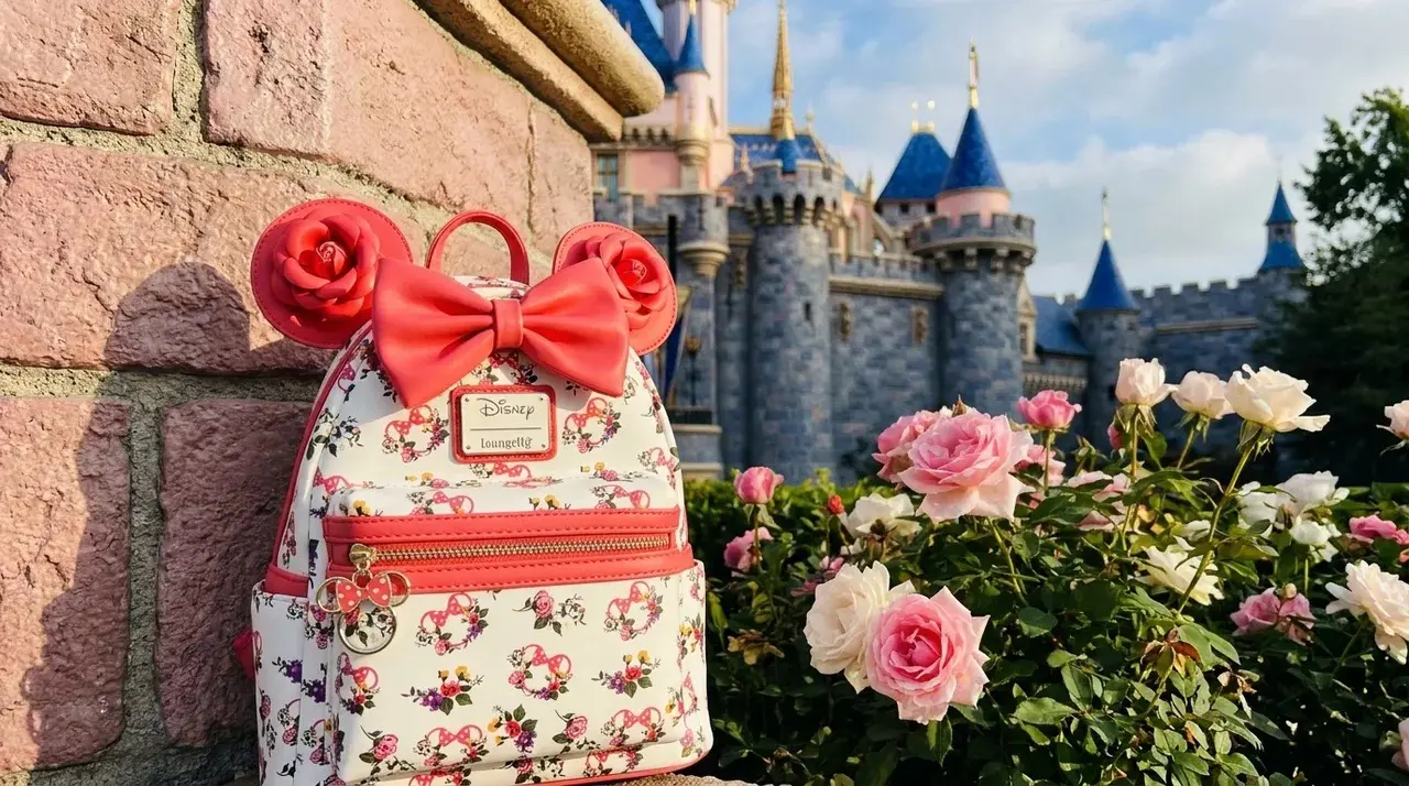 Minnie Mouse Loungefly at the Disneyland castle