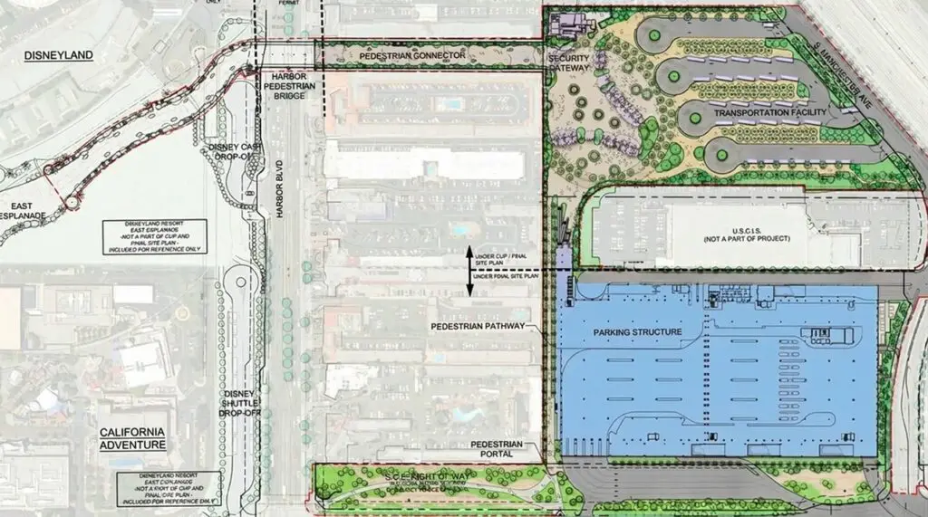 Map of the projected DisneyForward Eastern Gateway Project at Disneyland