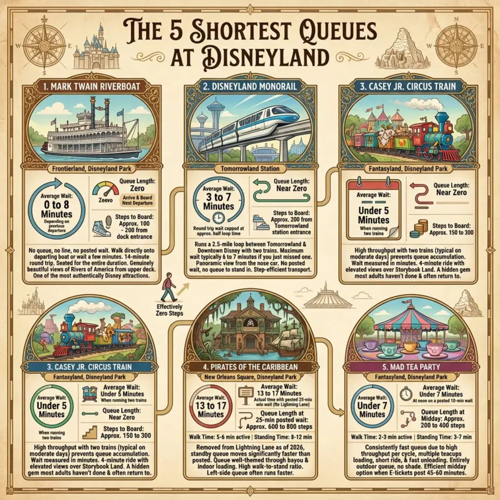 Infographic of the shortest queues at Disneyland Resort