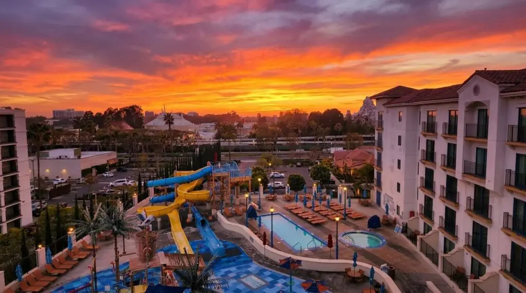 Surfside Water Park view from Hotel room at Courtyard by Marriott Anaheim