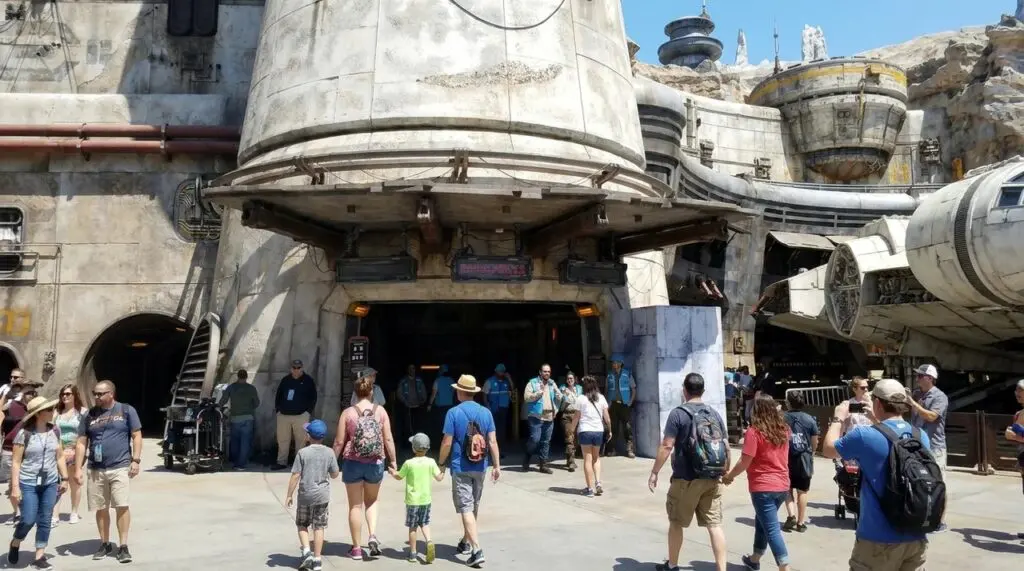 Entrance to Smuggler's Run at Disneyland Resort inside Galaxy's Edge.