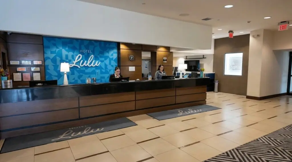 Front lobby at the Hotel Lulu in Anaheim.
