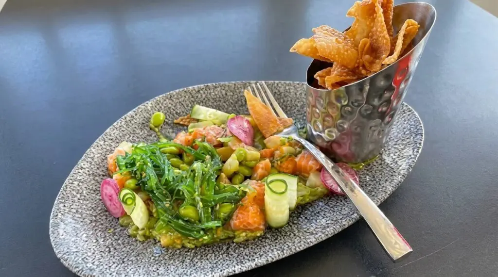 Salmon Poke Bowl at Lamplight Lounge, California Adventure.