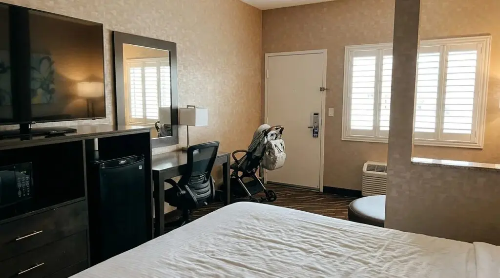 Stroller inside room at Best Western Plus Park Place Inn