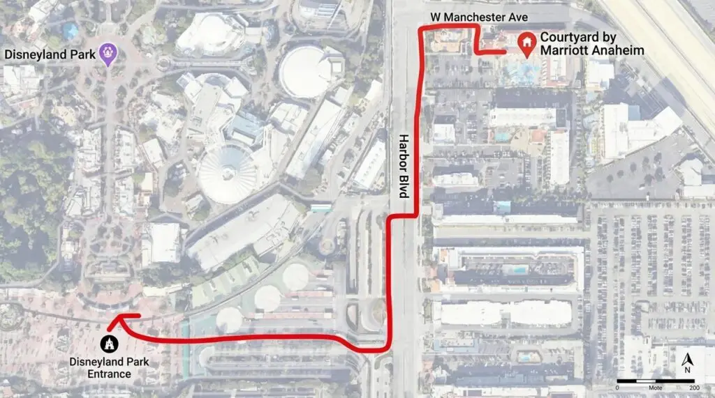 Walking Directions to Disneyland Resort from The Courtyard By Marriot Anaheim