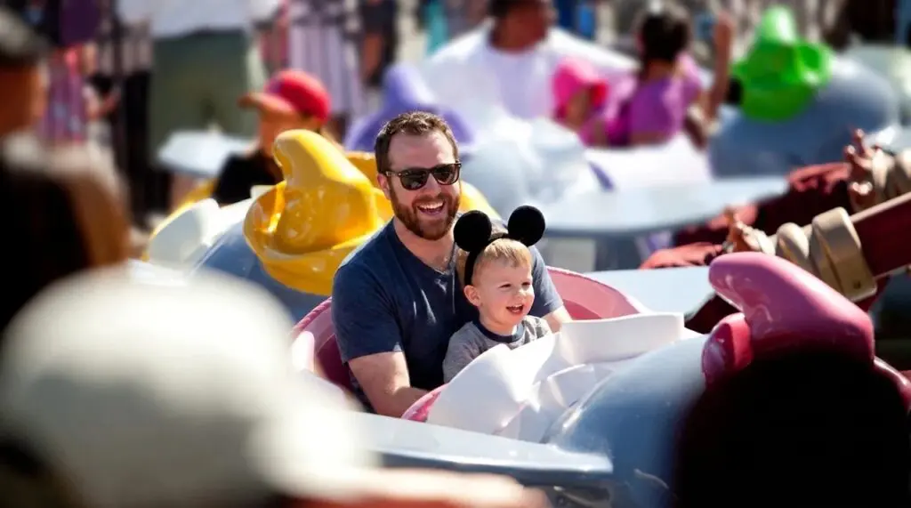 Toddler on Dumbo Ride at Disneyland Resort